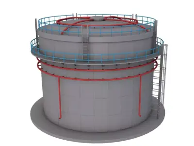 Cylindrical Oil Tank 3D model