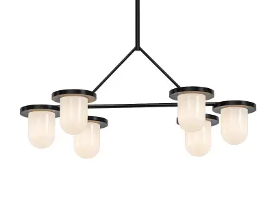 Siren six light chandelier with frosted glass shades 3D model
