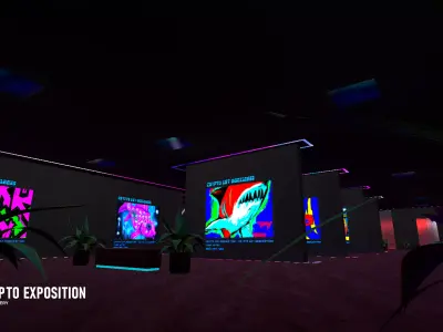 Crypto exposition - art gallery Low-poly 3D model