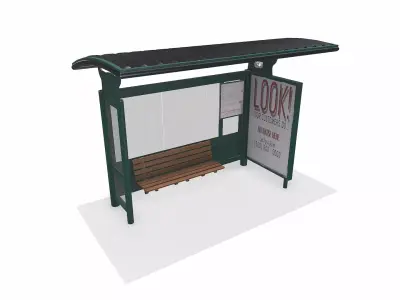 Bus Stop Low-poly PBR Low-poly 3D model