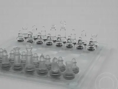 Chess Western International - glass - modern Low-poly 3D model