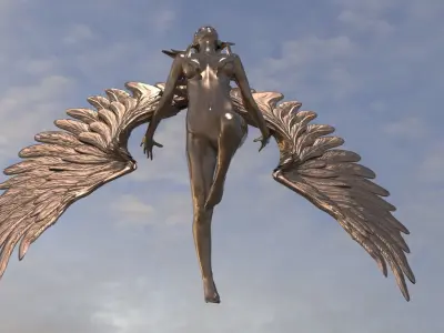 Crescent Angel Statue 3  3D model