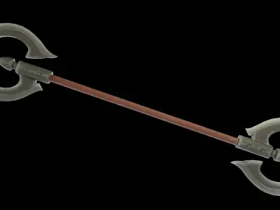 Stylized type circular bladed spear Low-poly 3D model