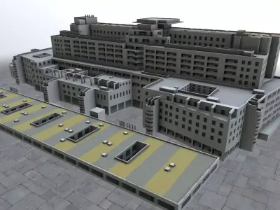 Nice Centre Hospitaler Low-poly 3D model