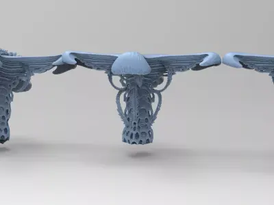Alien Spine vertebrae stone 2 versions  3D model