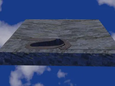 Stone wall with window in Chinese text shape Low-poly 3D model