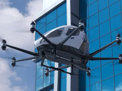  Qiang 217 Passenger Multirotor Aircraft Static White Rigged for Maya 