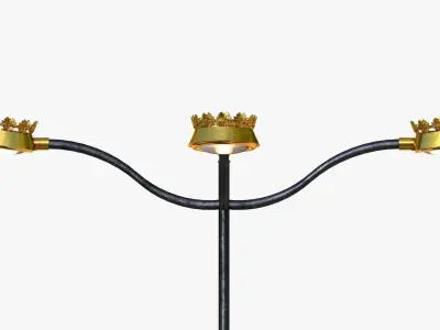 Cast iron street light lamp with 4 luminaries  3D model