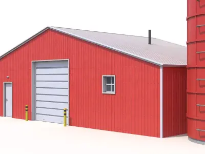 4 PBR Red Farm Buildings Collection 3D Model Pack