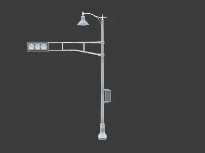 Street Light With Traffic Light 01 Low-poly 3D model