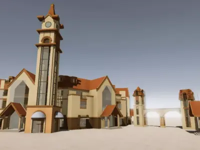 Commercial Street entrance building Low-poly 3D model