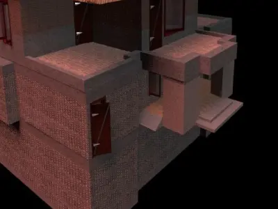 Advance 3d House 3Floors Windows and Doors  Free low-poly 3D model