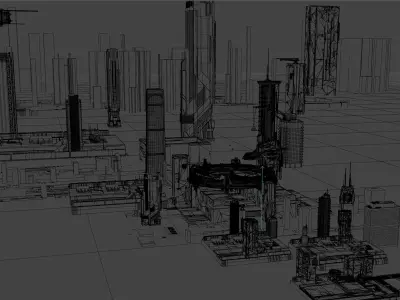 Cyberpunk city cool futuristic 3D model 3D model