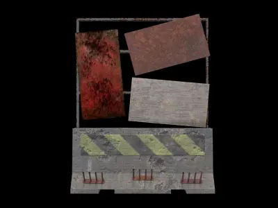 Concrete Barriers Low-poly 3D model get