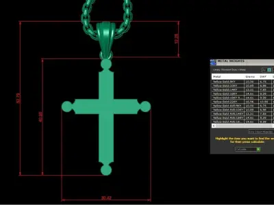 High Cross Pendant Light Gold 18K 3CP055 3D model