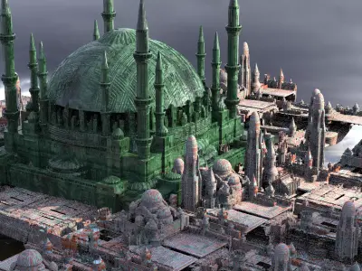 Naboo Inspired Dome 6 with city 3D model purchase