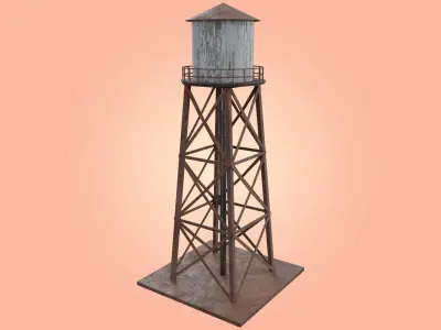 Old Water Tower Low-poly 3D model