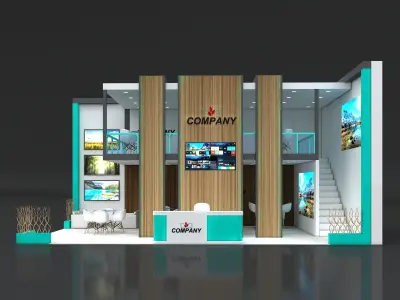 Exhibition Stand Stall 10x6m Height 500 cm 2 Side Open 3D model