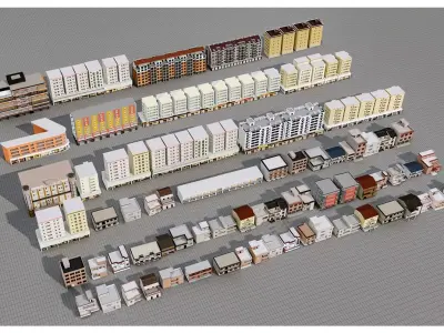 Architecture house backdrop residential  office building city Low-poly 3D model
