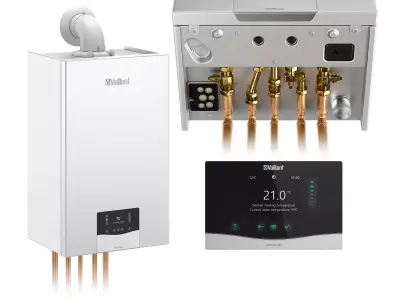 Gas boiler and sensoHOME VRT 380 Vaillant room regulator 3D model