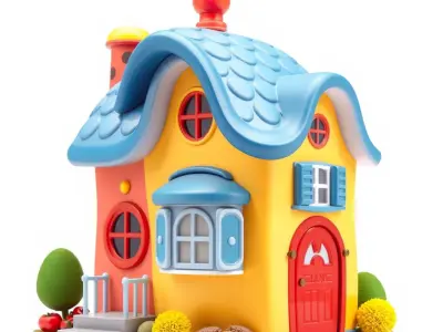Colorful Cartoon House Model Pack Low-poly 3D model