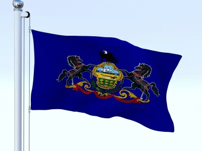 Animated Pennsylvania Flag Low-poly 3D model