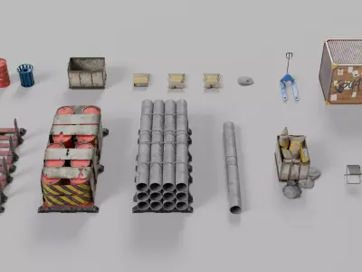 Environmental Prop Kit Low-poly 3D model