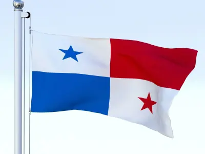 Animated Panama Flag Low-poly 3D model