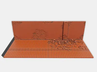 Brick Wall Damaged 3D model