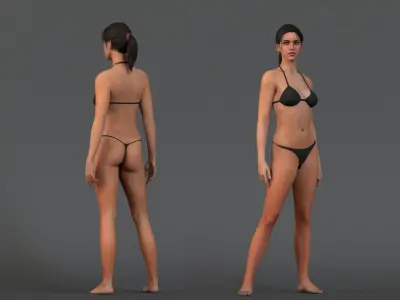 Female Base  Rig Low-poly 3D model