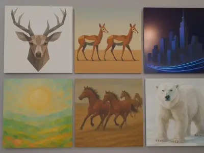 Set of 6 Modern 3D Wall Art Panels  Free low-poly 3D model