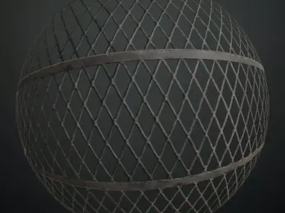 Weathered Geometric Industrial Metal Grill PBR Seamless Texture