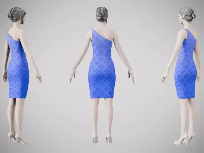 Dress 19 Very Light Blue With Design Low-poly 3D model