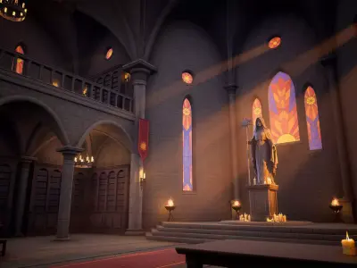 Modular Monastery Low-poly 3D model