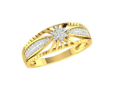 Light Weight Yellow Gold Diamond Ring  -ZA RN 7801 3D print model