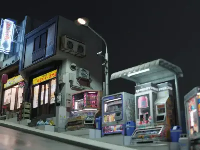 Slope Street Vending Machines Low-poly 3D model