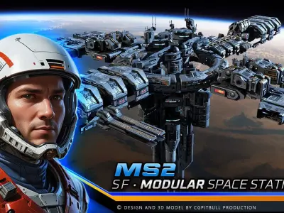 MODULAR Space Station - MS2  Low-poly 3D model