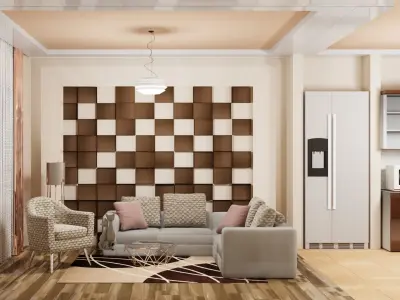 Kitchen and living room 3D model purchase