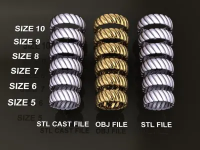 Ribbed Multi Vertical Tilt Line Band Mix Size 3D print model