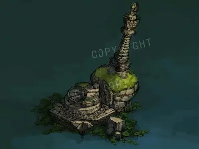 Kashayana Buddhist Forest Broken Water Pagoda 3 3D model
