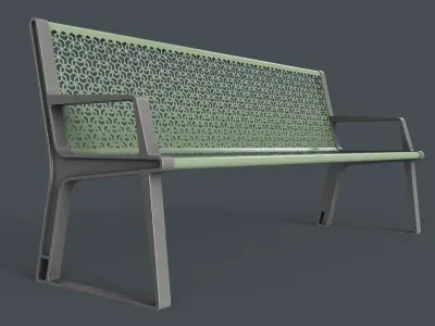 Metal Modern Bench 10 PBR Game Ready Low-poly 3D model