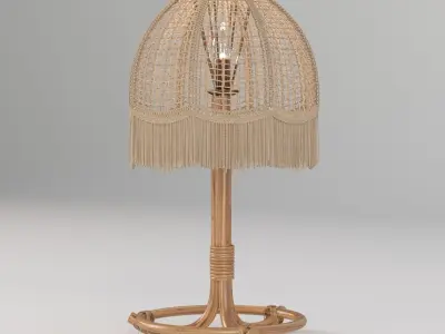 Pair of Midcentury Bamboo Table Lamp 3D model