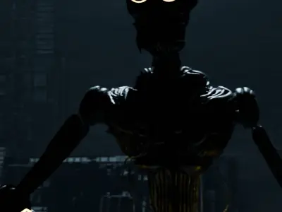 Rigged spider bot in abondoned style 3D model