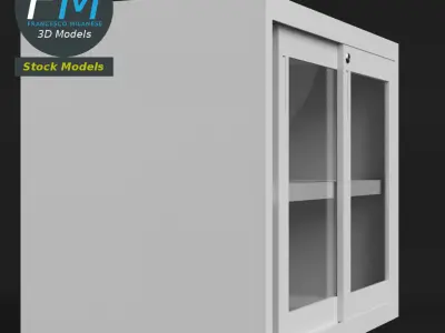 Filing cabinet with glass doors 3D model
