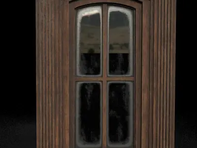 Wood windows 3d model Low-poly 3D model