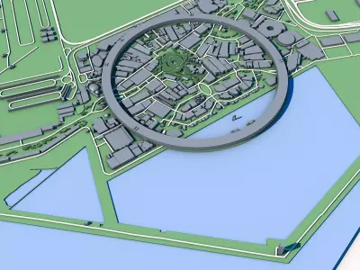 Yumeshima Island Osaka Bay Artificial Island Future Expo Site 3D model