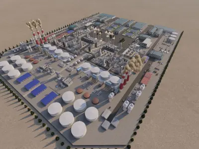Petrochemical-Complex and Oil Gas Rig-Refinery power plant 3D model