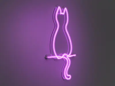 Front Cat - Neon Sign 3D model