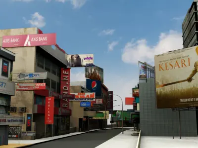 market bazaar street road 3d model 3D model