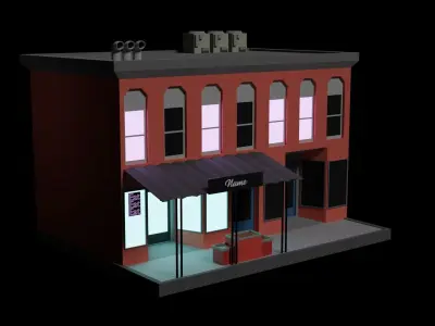 Shop or Restaurant Low-poly 3D model